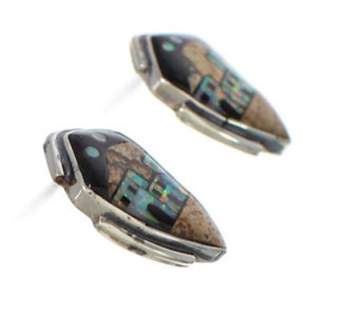 Multicolor Inlay Native American Pueblo Design Earrings EX32509